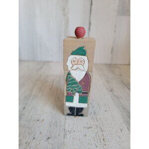 Vintage changing Santa block wooden home decor unique Xmas figure